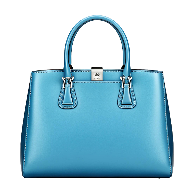 elegant light blue leather handbag with silver hardware 1